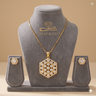 The Geo Edit - Modern Gold Hexagonal CZ Pendant & Stud Set (24 Carat Gold Plated)