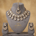 Noor-e-Polki Set- Polki Choker with Crescent Chandbalis & Maang Tikka (Model Look)