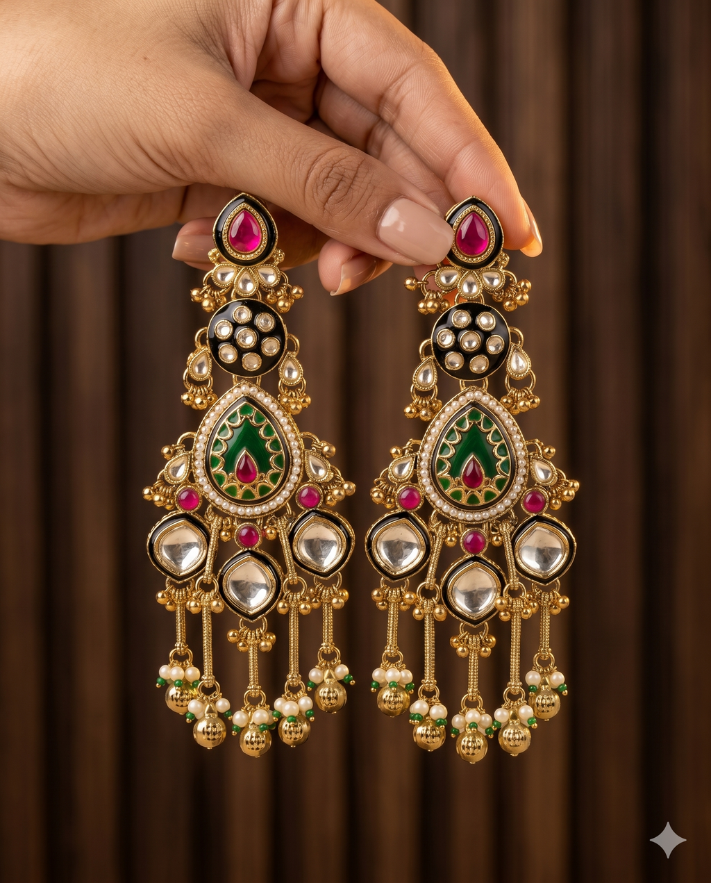 Majestic Meenakari & Kundan Grand Danglers