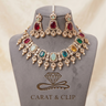 Panchratna - Multicolour Gemstone Polki Necklace Set with Maang Tikka