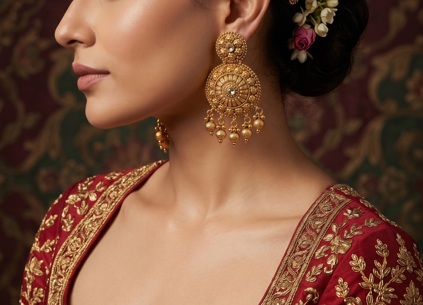 Sone Ki Dastaan Antique - Gold Pearl Choker with Chandbalis & Maang Tikka