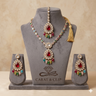 Rang Rasiya - Multicolour Kundan Necklace with Ruby Pendant, Tassel & Chandbalis