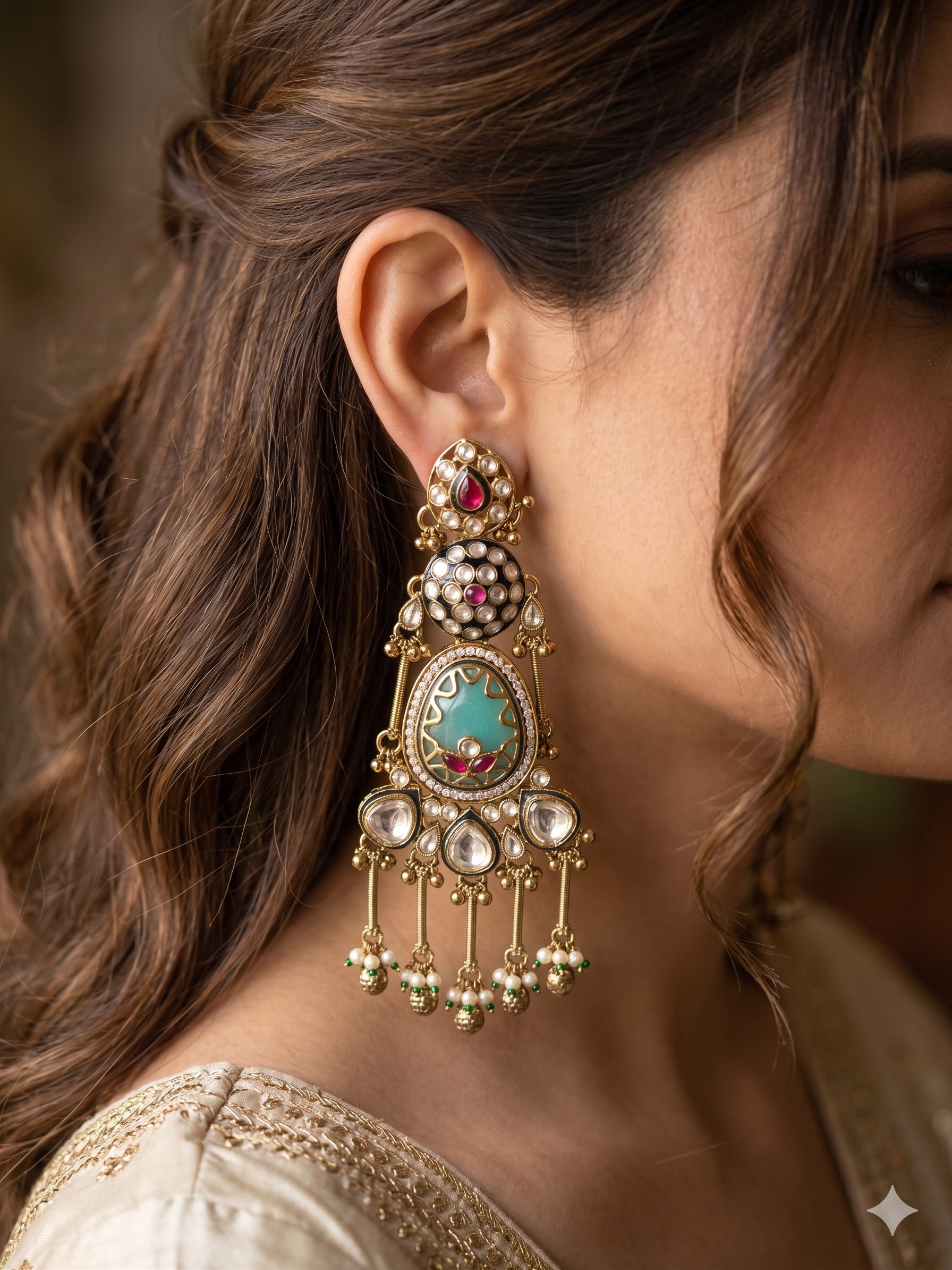 Riyasat Statement Kundan Heirloom Earrings