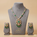 Emerald Eve - Diamond & Emerald Long Necklace Set in Rose Gold (24 Carat Gold Plated)