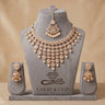 Sheesh Mahal Bride - Heavy Polki Bridal Necklace with Pearl Cascades & Maang Tikka