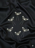 Ethereal Crystal Gold Floral Hair Pins