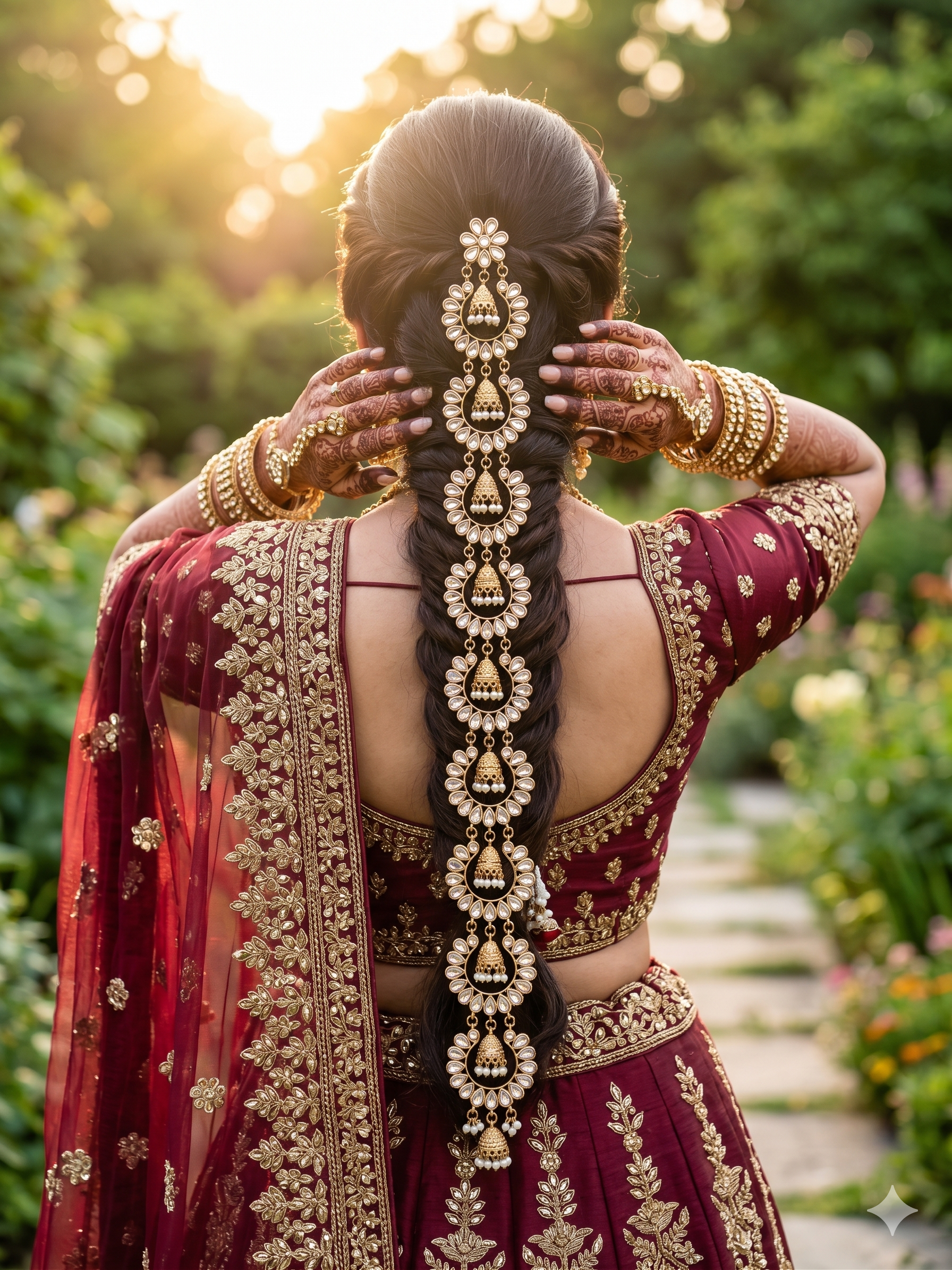 Pearl & Gold Kundan Bridal Hair Chain