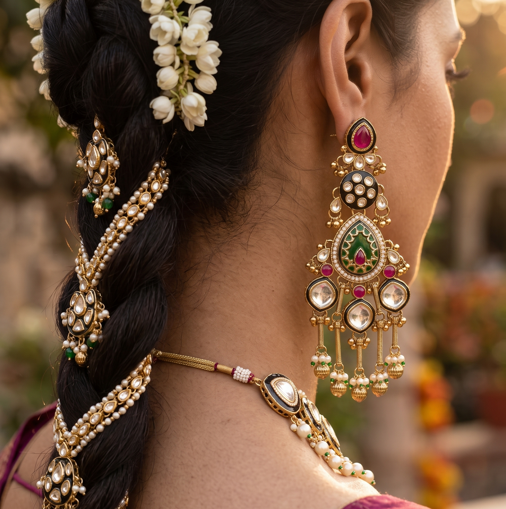 Majestic Meenakari & Kundan Grand Danglers