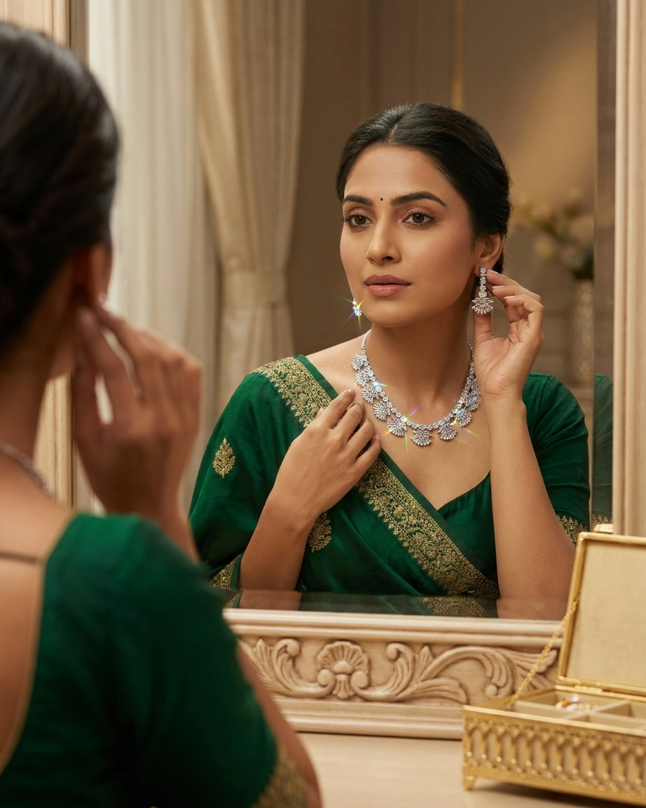 Fanfare Diamond Set - Fan-cut brilliance, red-carpet energy — designed to be noticed from across the room.