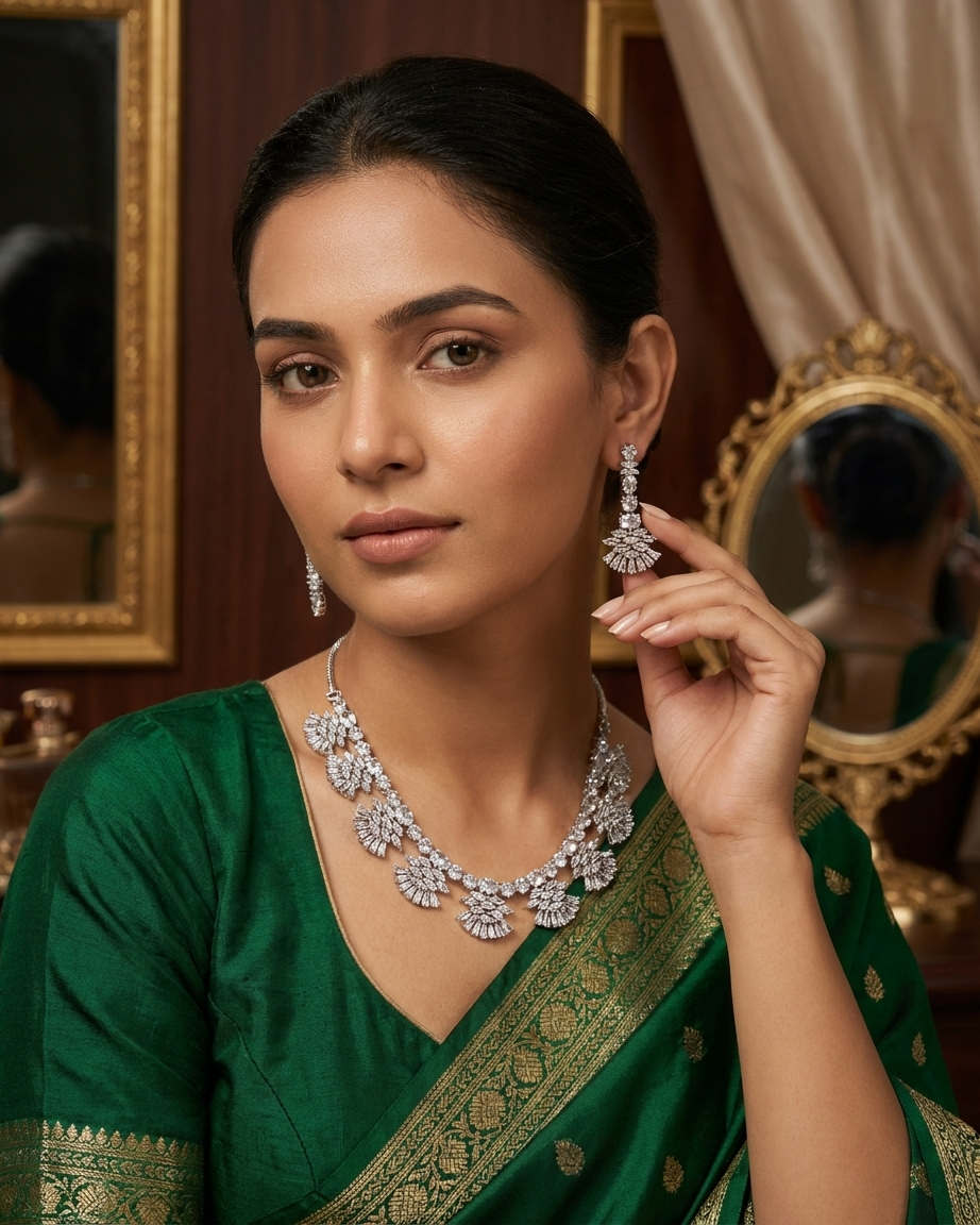Fanfare Diamond Set - Fan-cut brilliance, red-carpet energy — designed to be noticed from across the room.