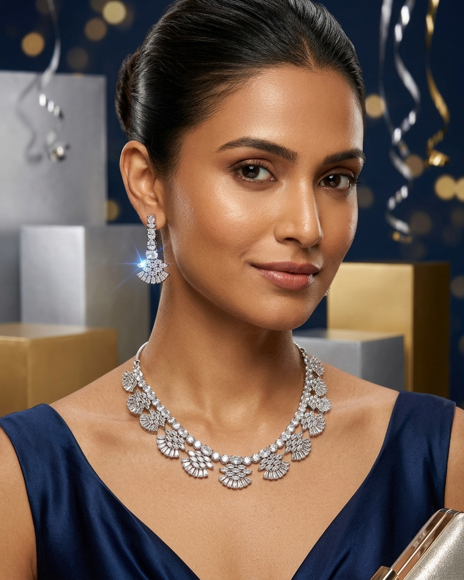 Fanfare Diamond Set - Fan-cut brilliance, red-carpet energy — designed to be noticed from across the room.