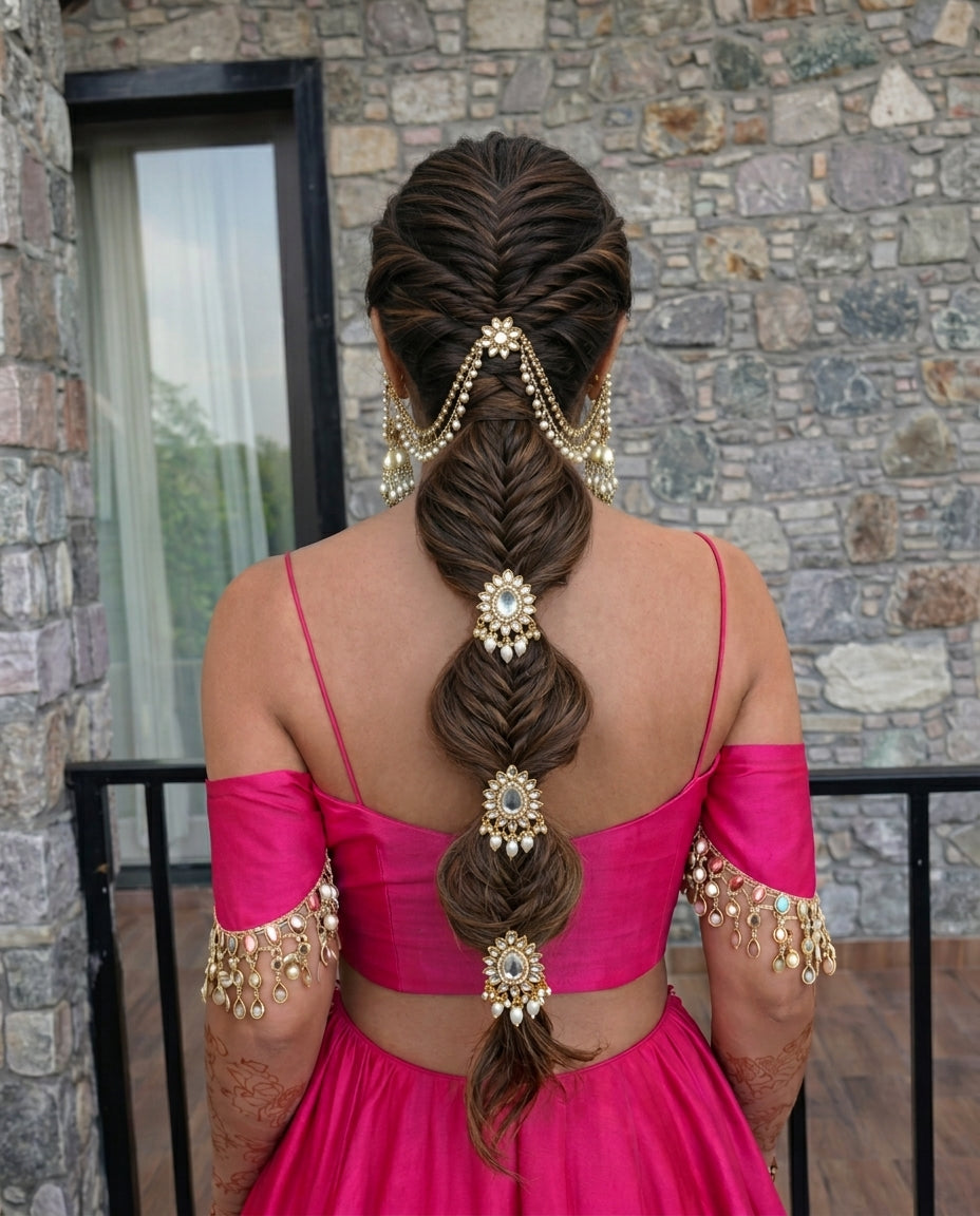 Kundan Polki Braid Pins
