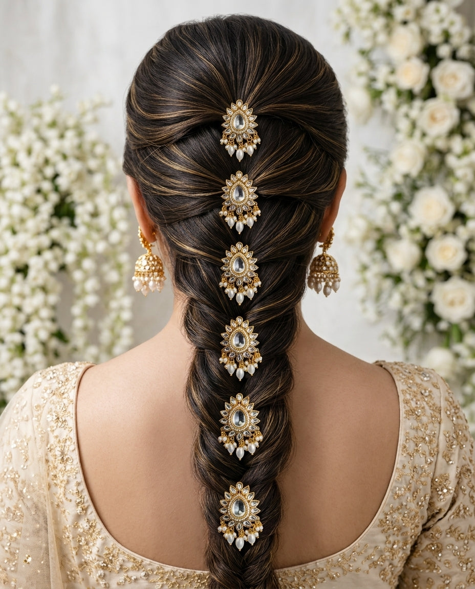 Kundan Polki Braid Pins