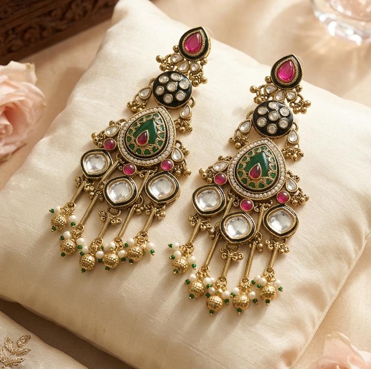 Majestic Meenakari & Kundan Grand Danglers