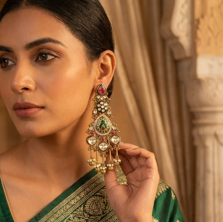 Majestic Meenakari & Kundan Grand Danglers