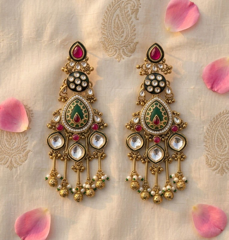 Majestic Meenakari & Kundan Grand Danglers
