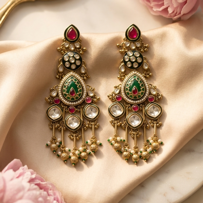 Majestic Meenakari & Kundan Grand Danglers
